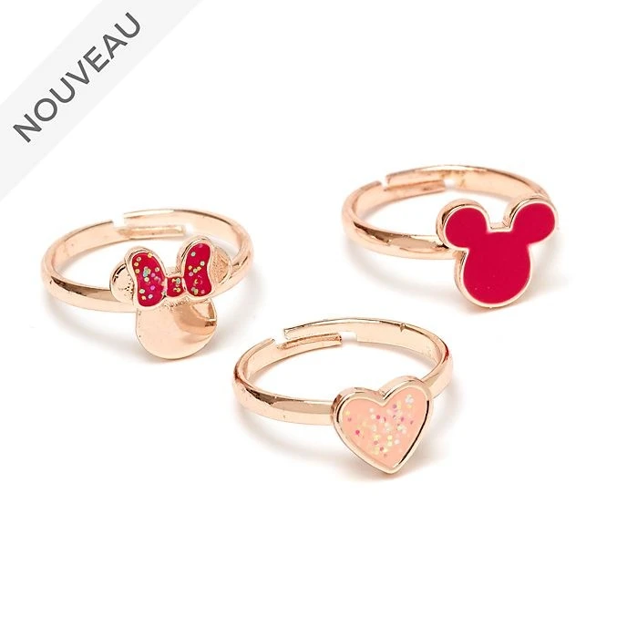 Disney Fr // Disney Store Lot De 3 Bagues Mickey Et Minnie Plaquées En Or Rose 1 Disney Fr // Disney Store Lot De 3 Bagues Mickey Et Minnie Plaquées En Or Rose
