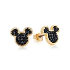 Disney Soldes // Couture Kingdom Boucles D'oreilles Mickey Mouse Plaqués Or Jaune Avec Cristaux