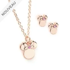 Disney Store Paris // Disney Store Parure Collier Et Boucles D'oreilles Minnie Plaquée En Or Rose