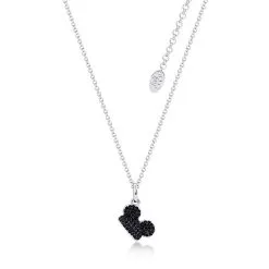 Fr Disney // Couture Kingdom Collier Mickey Mouse Plaqué Or Blanc à Cristaux Noirs